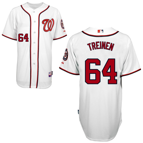 Blake Treinen #64 MLB Jersey-Washington Nationals Men's Authentic Home White Cool Base Baseball Jersey